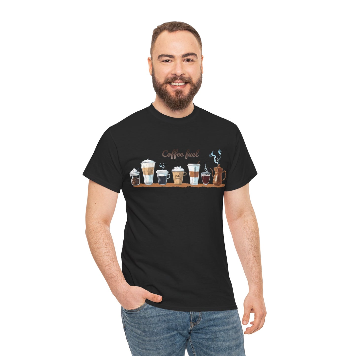 Coffee Cups T-shirt - Unisex Heavy Cotton Tee