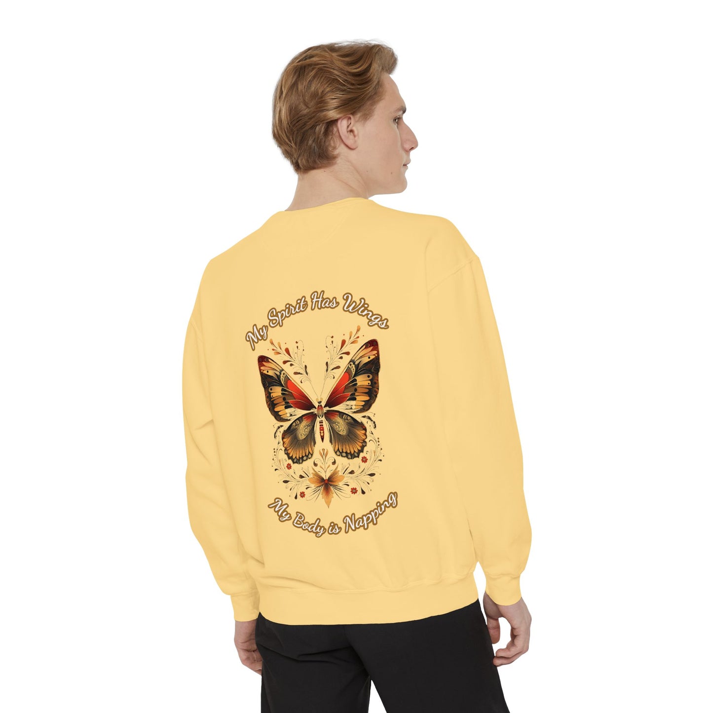 Butterfly Design Unisex Garment-Dyed Sweatshirt - Butterfly Sweatshirt