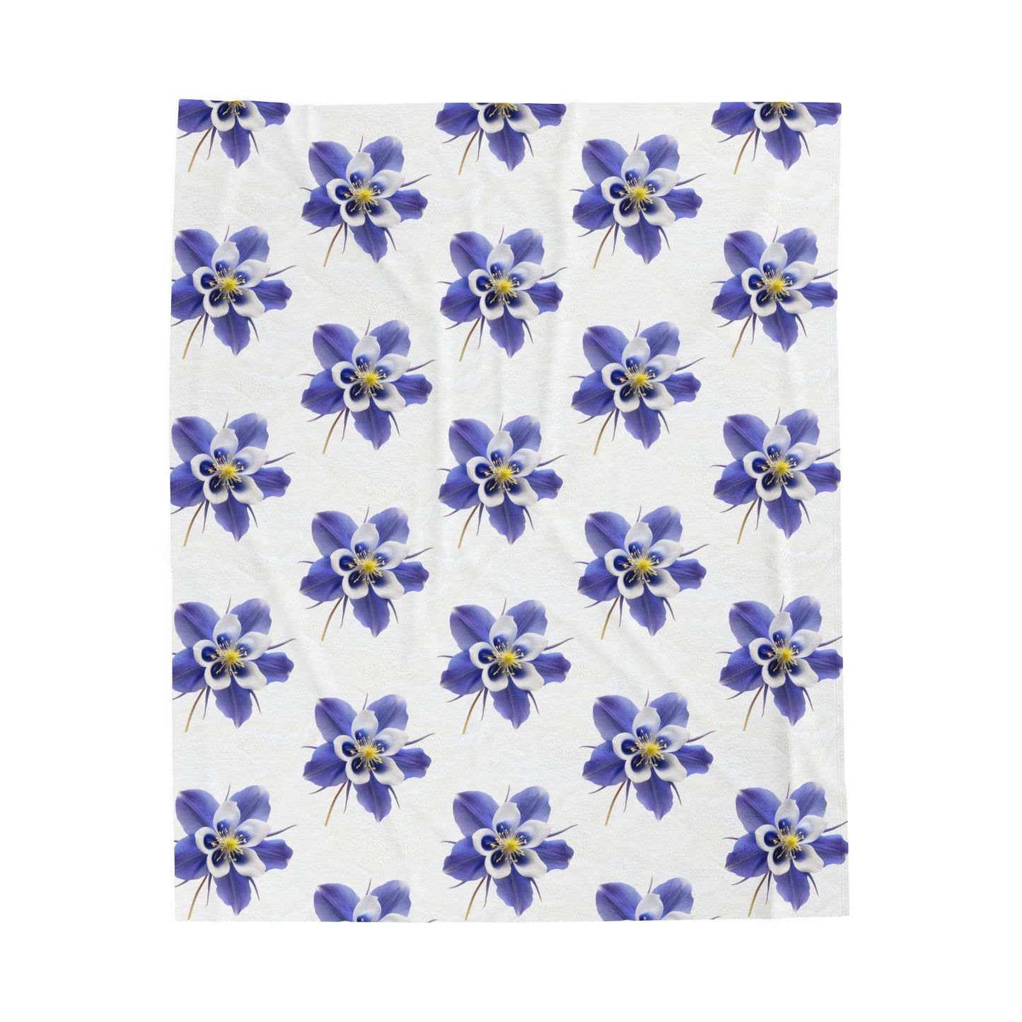 Velveteen Plush Blanket with Colorful Aquilegias Flower Design