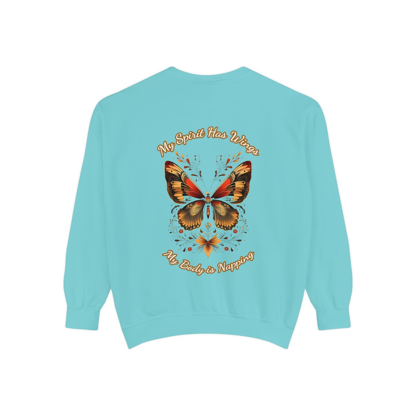 Butterfly Design Unisex Garment-Dyed Sweatshirt - Butterfly Sweatshirt