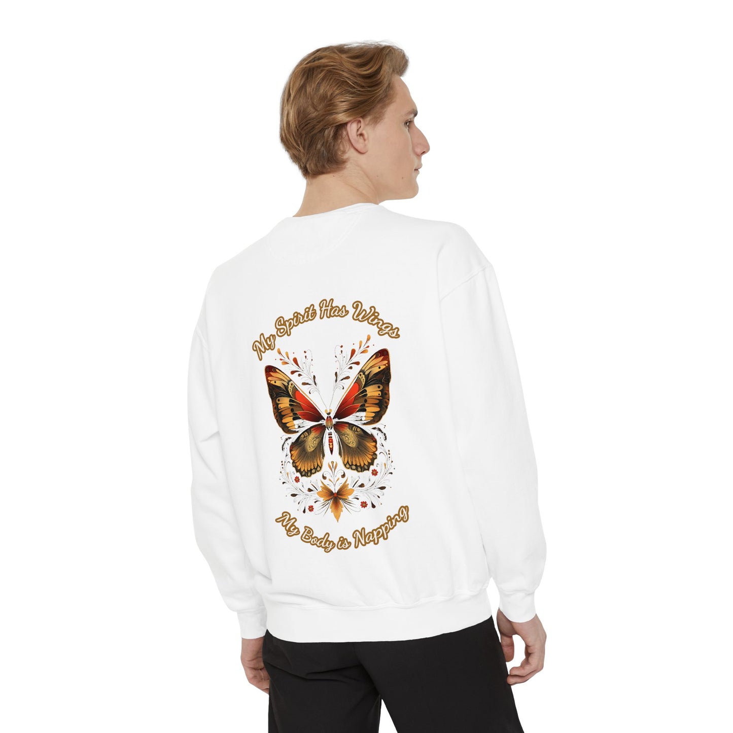 Butterfly Design Unisex Garment-Dyed Sweatshirt - Butterfly Sweatshirt