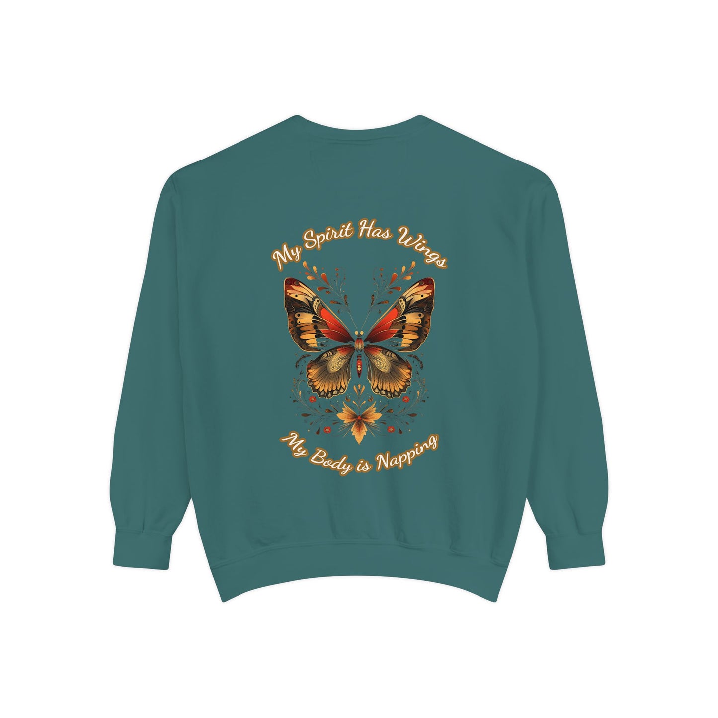 Butterfly Design Unisex Garment-Dyed Sweatshirt - Butterfly Sweatshirt