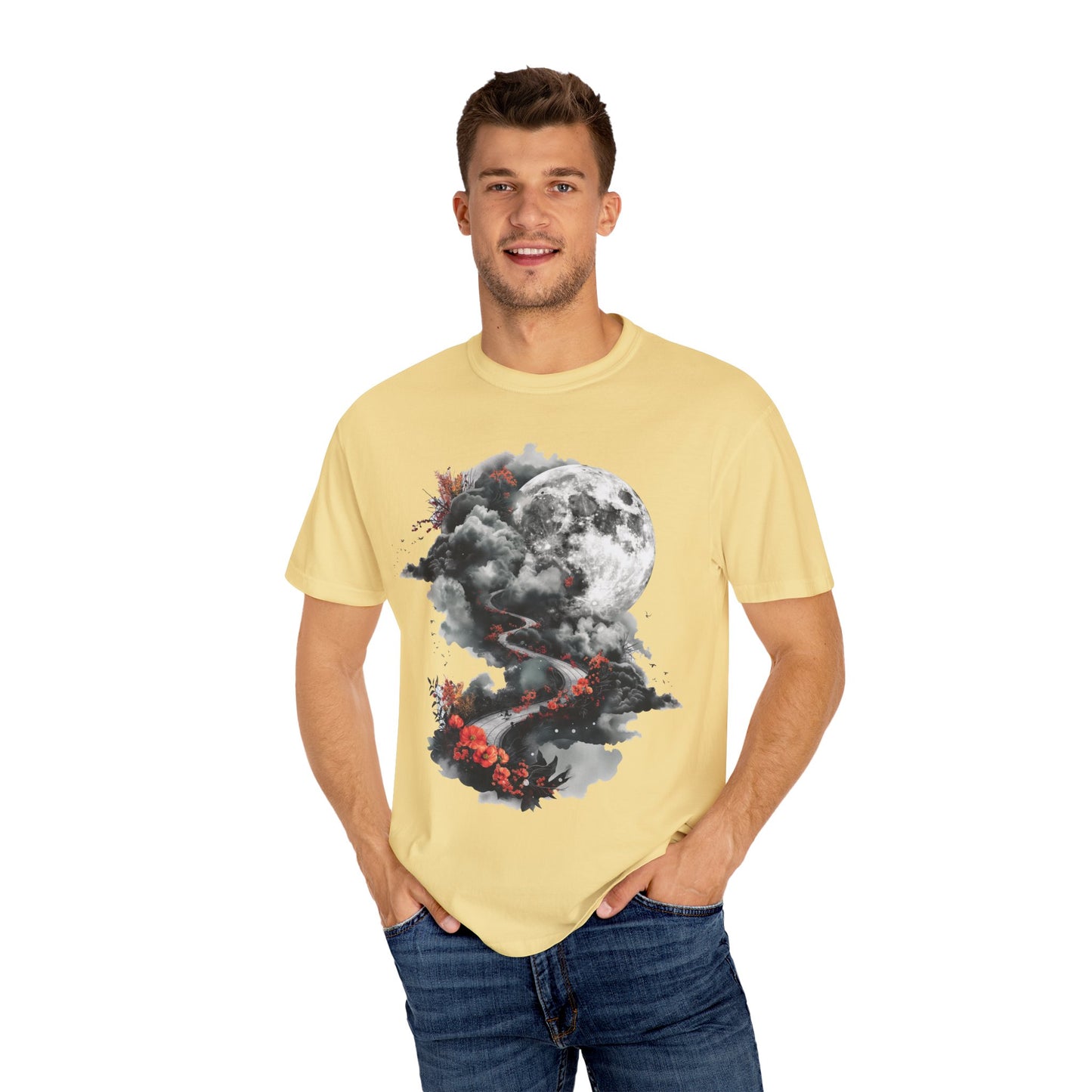 Artistic Moonlit T-Shirt - Soft Unisex Tee, Gift for Nature Lovers, Casual Wear, Boho Style, Handmade Gift