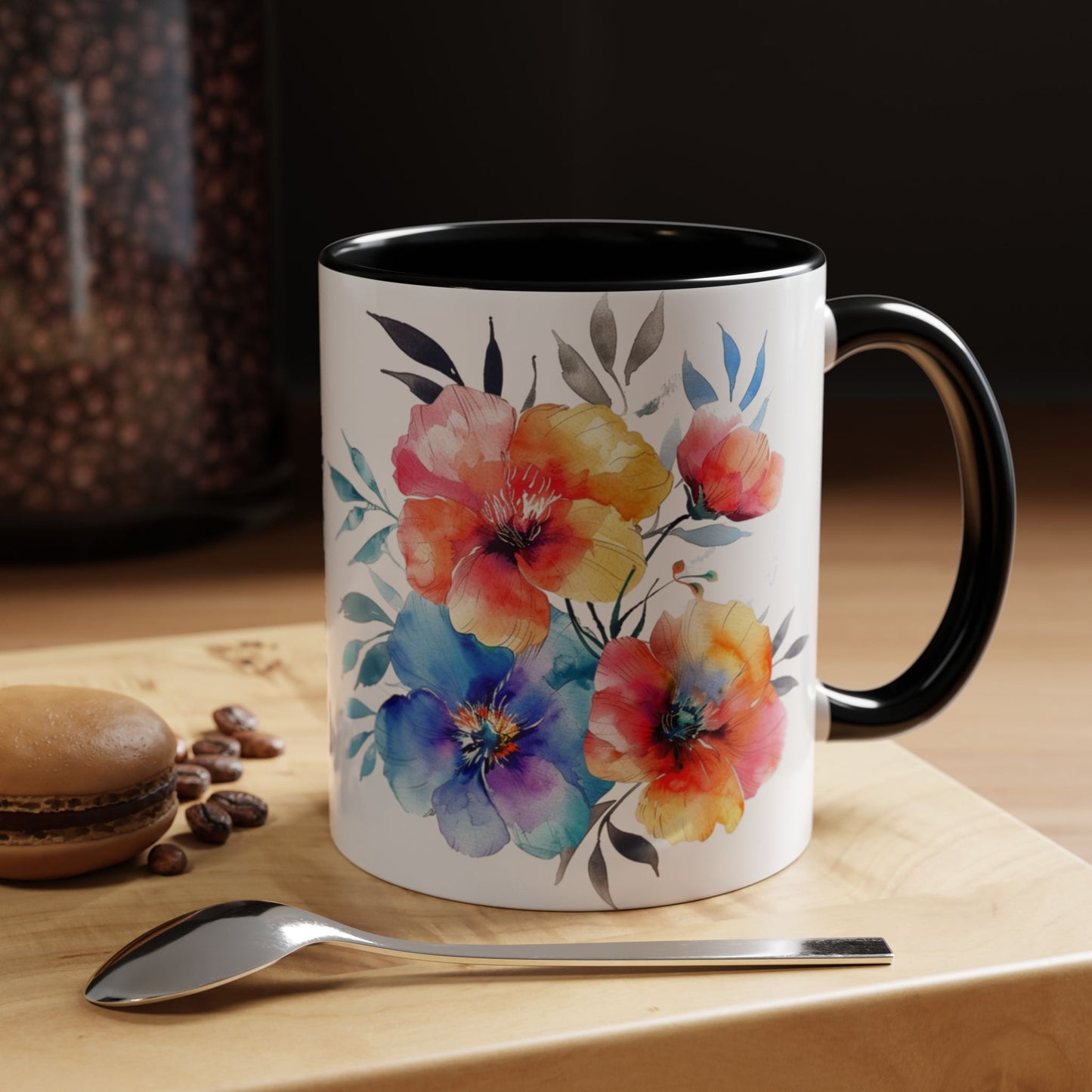 Oil colored Wildflowers Accent Coffee Mug, (11oz, 15oz)