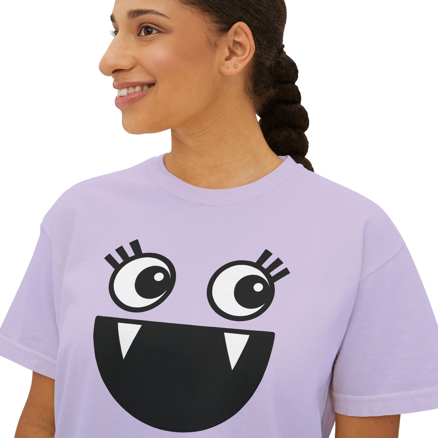 Cute Monster Women's Boxy Tee - Playful Graphic T-Shirt for Fun Style