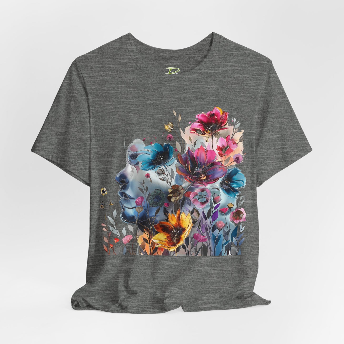 Floral Watercolor T-shirt for Women - Vibrant Artistic Tee - Lightweight Fabric Tee