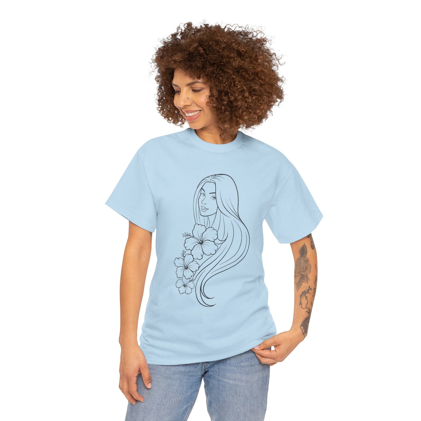 Floral Princess Cotton Tee - Chic Casual Wear - Birthday Gift - Mother's Day Gift