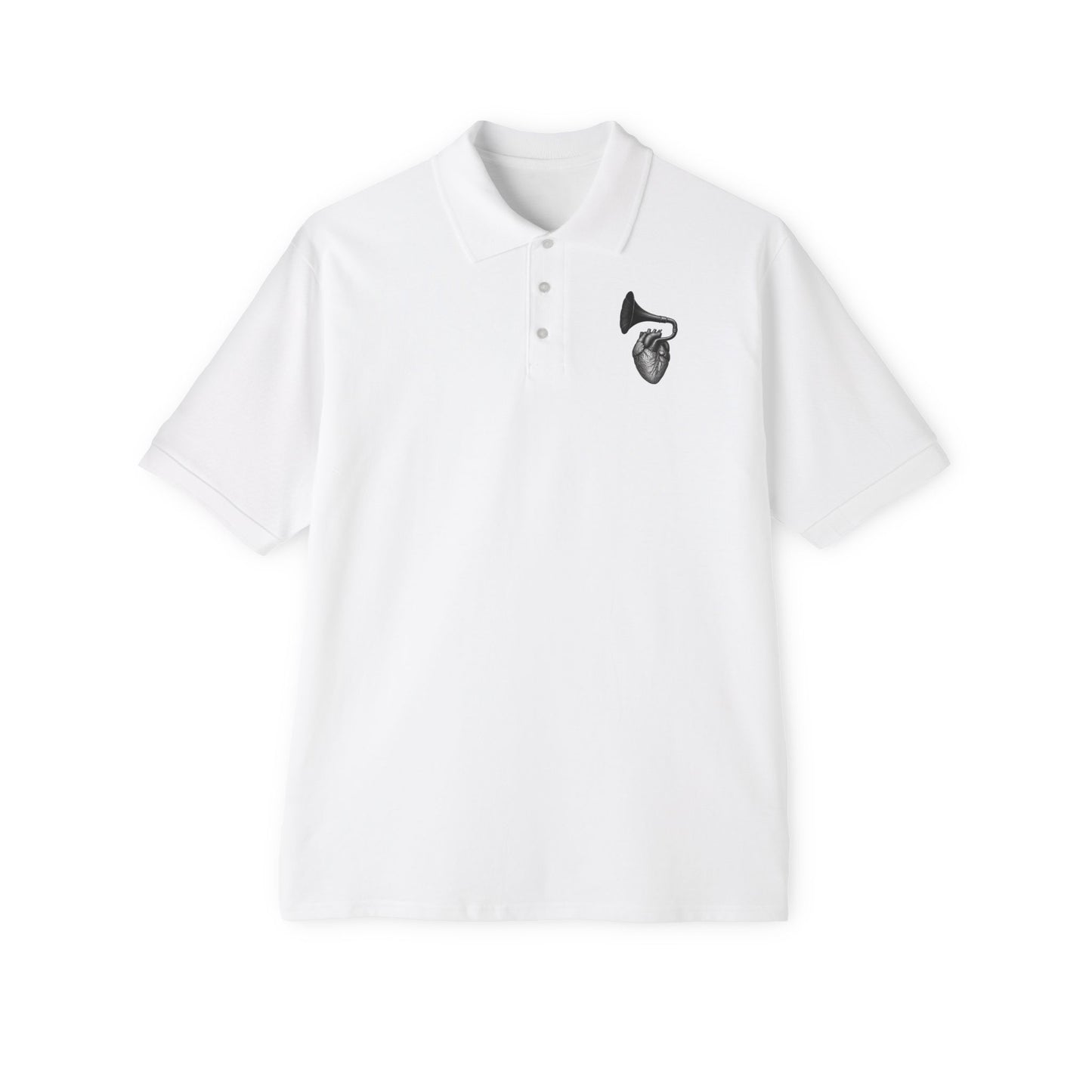 Men's Polo with Vintage Gramophone Design - Stylish Casual Wear