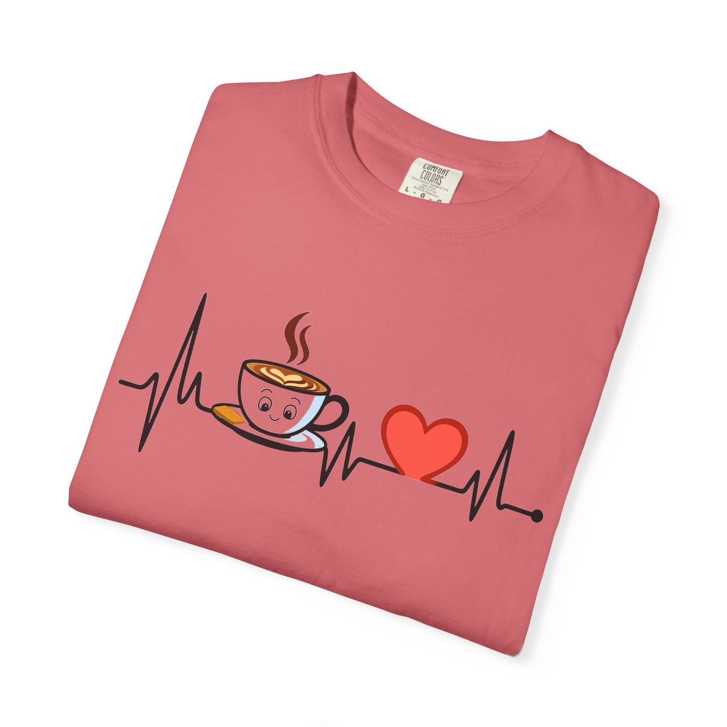 Cute Coffee Heartbeat T-Shirt, Unisex Tee for Coffee Lovers, Gift for Baristas, Casual Wear, Perfect for Birthdays and Holidays