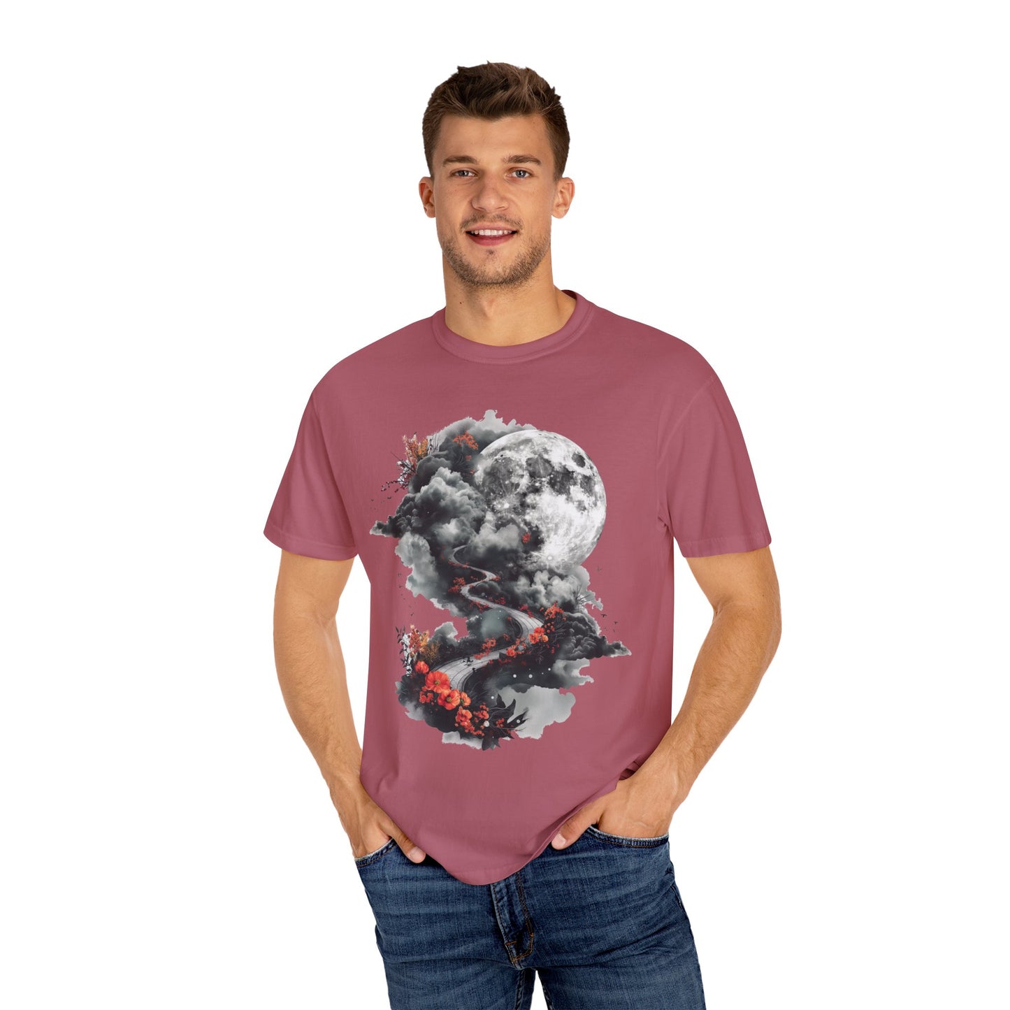 Artistic Moonlit T-Shirt - Soft Unisex Tee, Gift for Nature Lovers, Casual Wear, Boho Style, Handmade Gift
