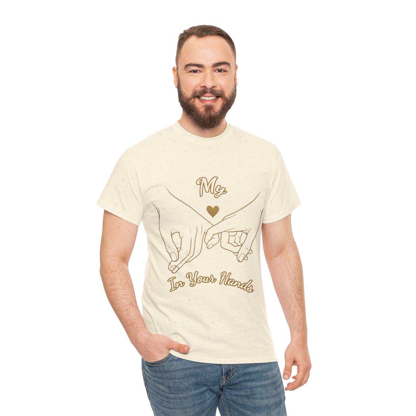 Cute Couples Unisex Heavy Cotton Tee - 'My Heart in Your Hands' design T-shirt
