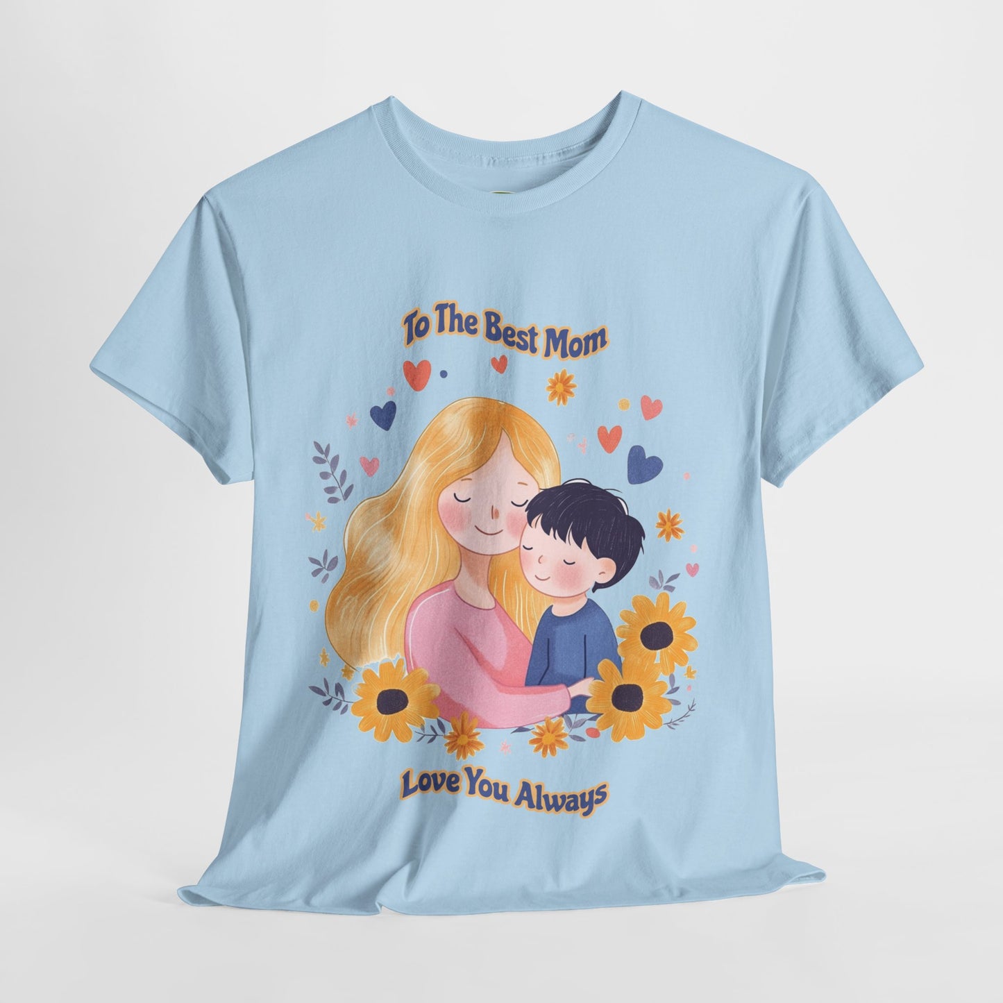Mother & Child Love Heavy Cotton Tee - Floral Design T-Shirt - Mother's day Gift - Birthday Gift for Mom