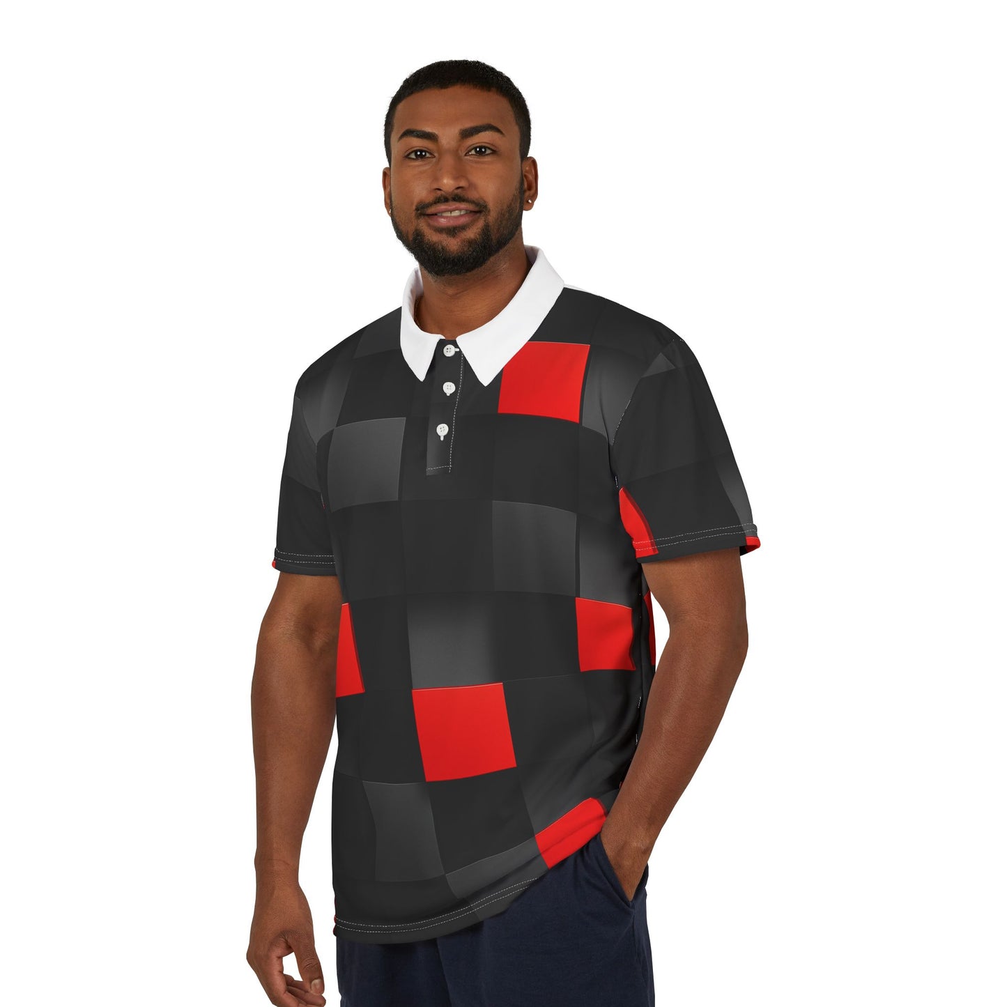 Stylish Unisex Polo Shirt with white collar| Bold Checkered Design | Casual Wear, Summer Essentials, Gift for Him/Her, Fashion Statement, Everyday Comfort