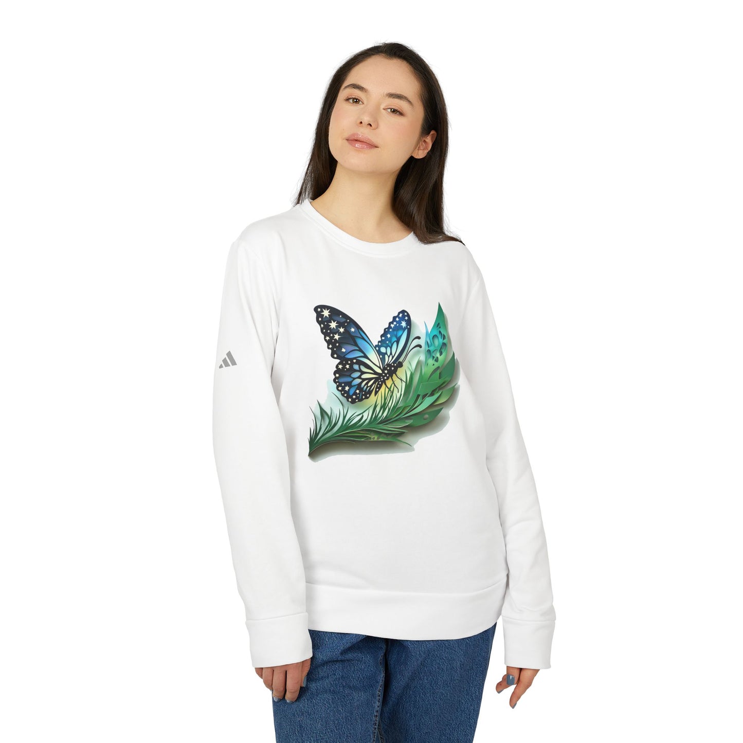 Butterfly Adidas Unisex Fleece Crewneck Sweatshirt