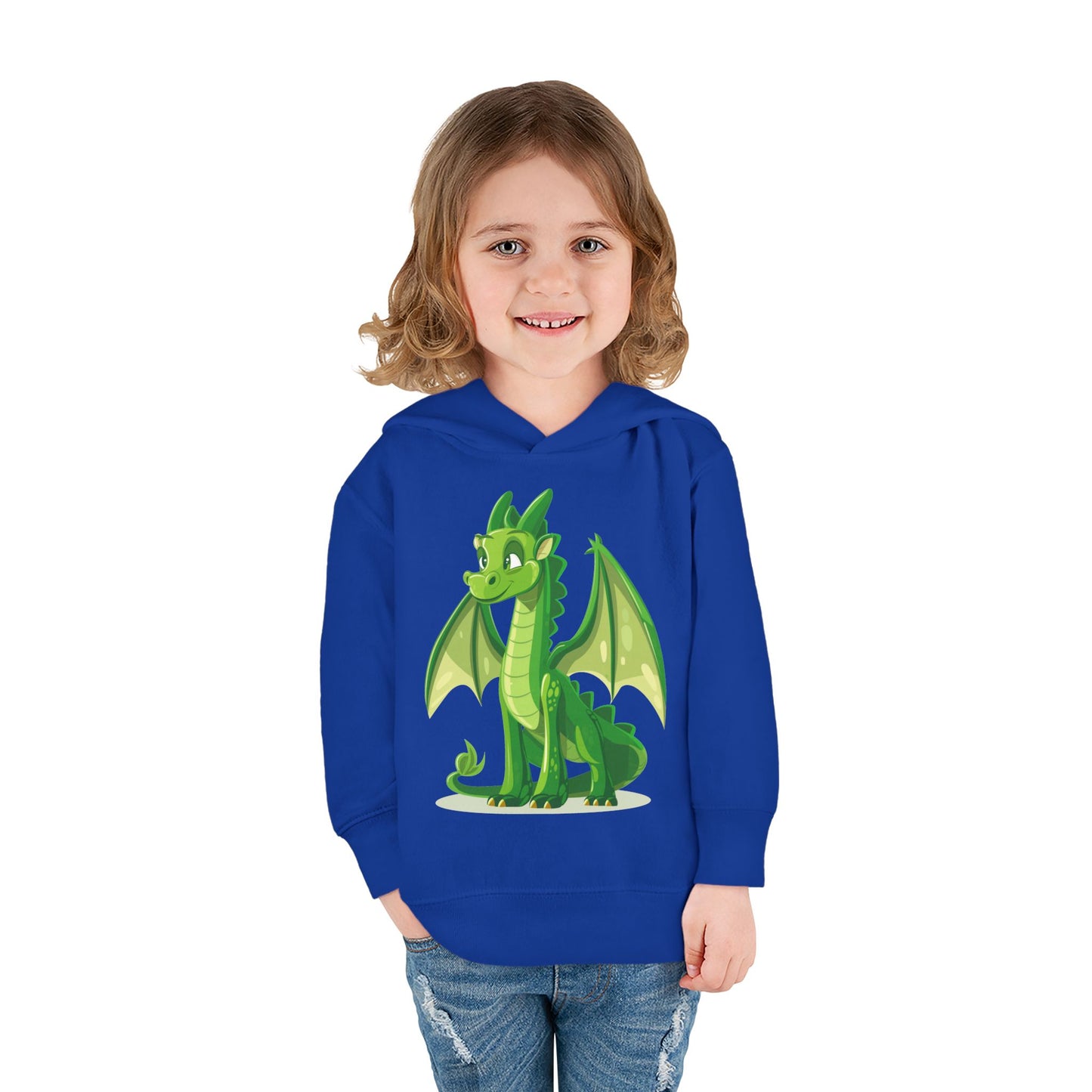 Toddler Pullover Fleece Hoodie - Cute Cartoon Dragon Design Hoodie