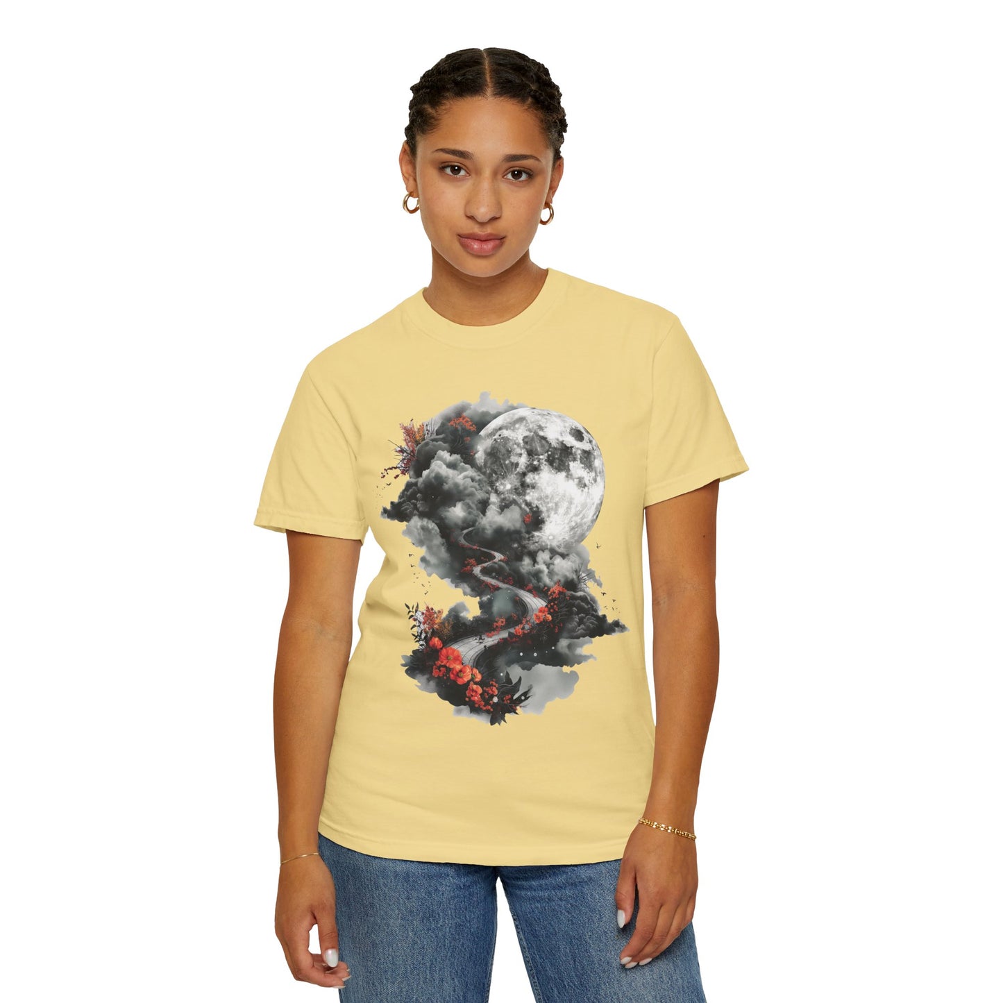 Artistic Moonlit T-Shirt - Soft Unisex Tee, Gift for Nature Lovers, Casual Wear, Boho Style, Handmade Gift