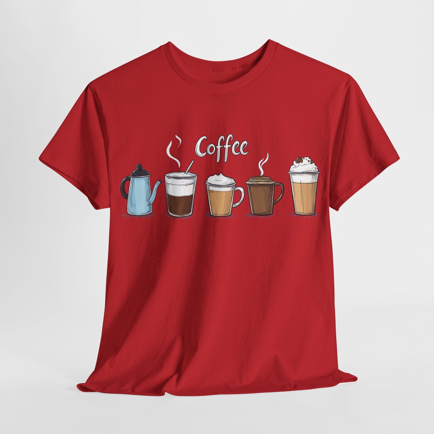 Coffee Cup Pattern Unisex Heavy Cotton Tee - Brewed Patterns Unisex Heavy Cotton Tee