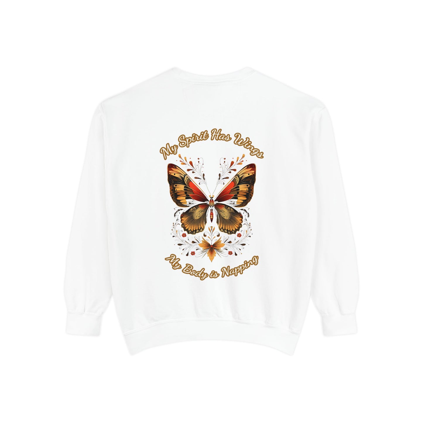 Butterfly Design Unisex Garment-Dyed Sweatshirt - Butterfly Sweatshirt