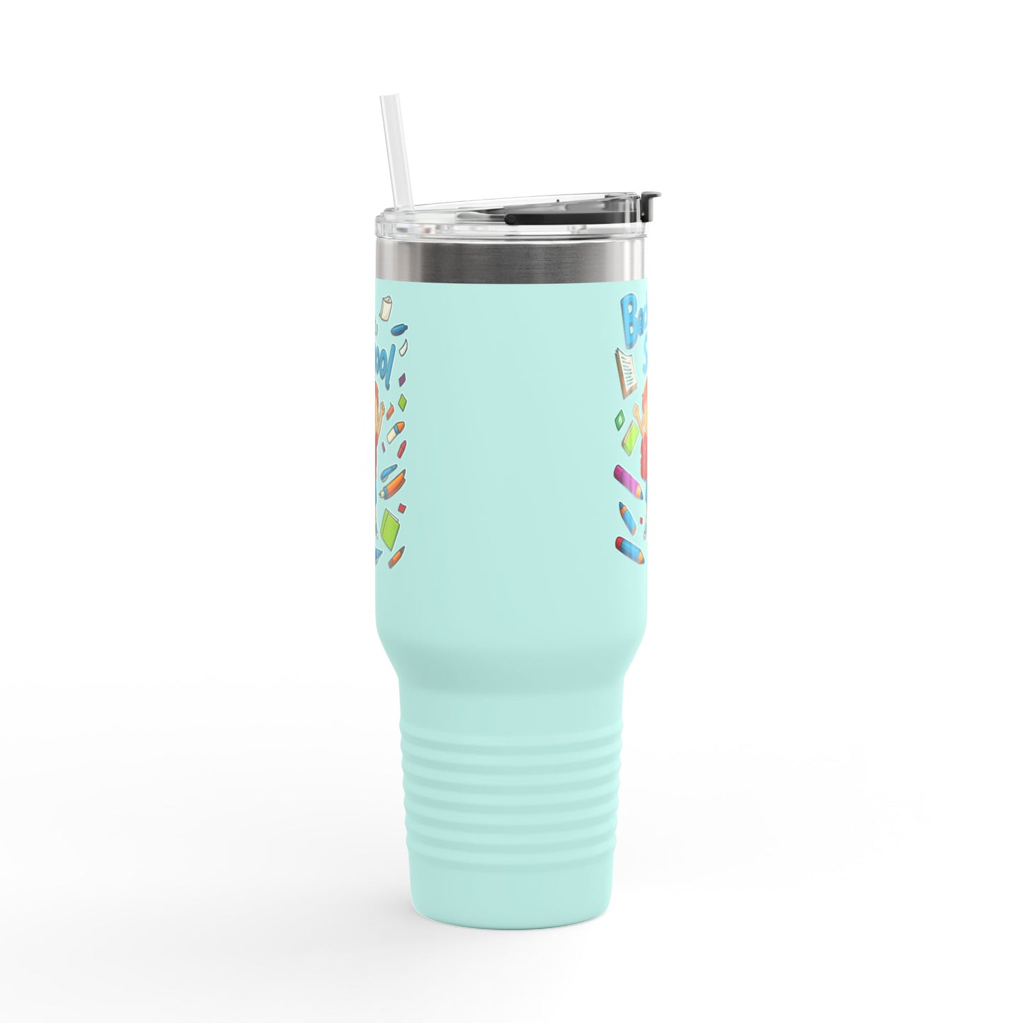 Back to School Insulated Travel Mug, 40oz - Colorful Design for Kids