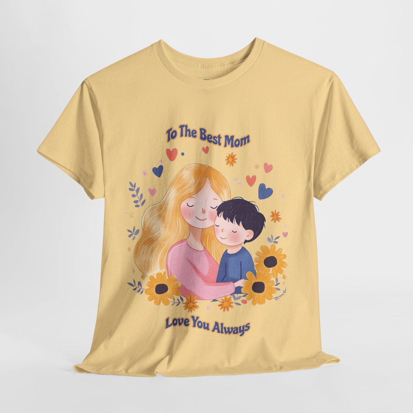 Mother & Child Love Heavy Cotton Tee - Floral Design T-Shirt - Mother's day Gift - Birthday Gift for Mom