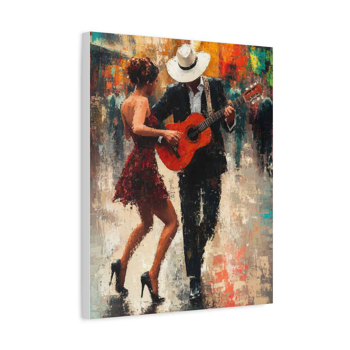 Side view of wrapped canvas art on FSC-certified wood frame. Sustainable Valentine’s Day wall decor.