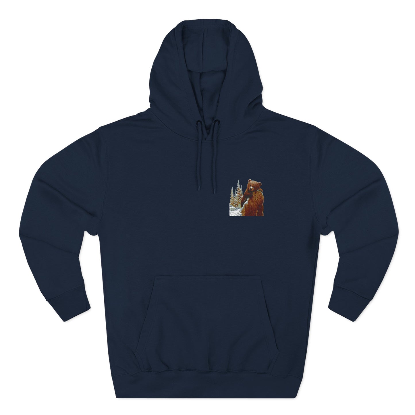 Three-Panel Fleece Hoodie with Bear Cub design - Winter Fleece Hoodie - Bear Cub Hoodie for Men and Women