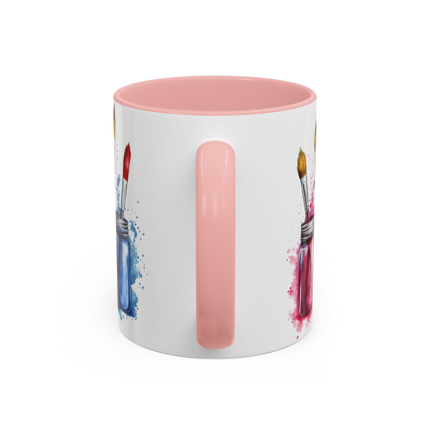 Paint Brushes Design Tea Cup - Accent Watercolor Coffee Mug, (11, 15oz)