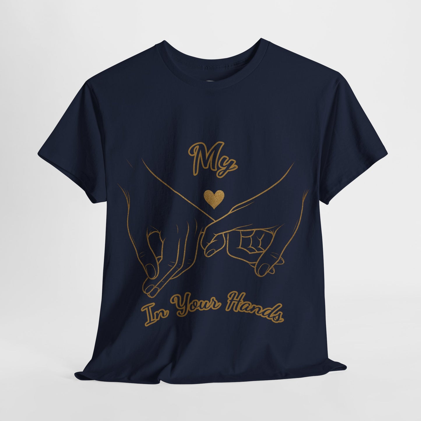 Cute Couples Unisex Heavy Cotton Tee - 'My Heart in Your Hands' design T-shirt