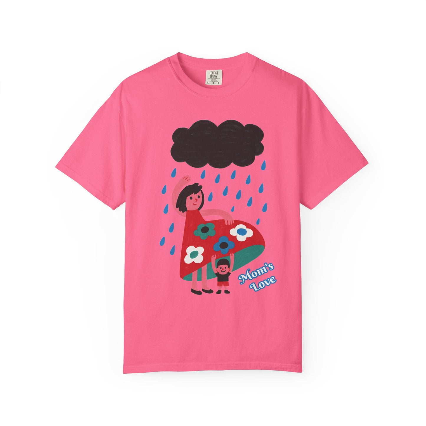 Colorful Rainy Day Unisex T-Shirt - Whimsical Design Featuring Flowers & Clouds - Mother's day Gift - Birthday Gift