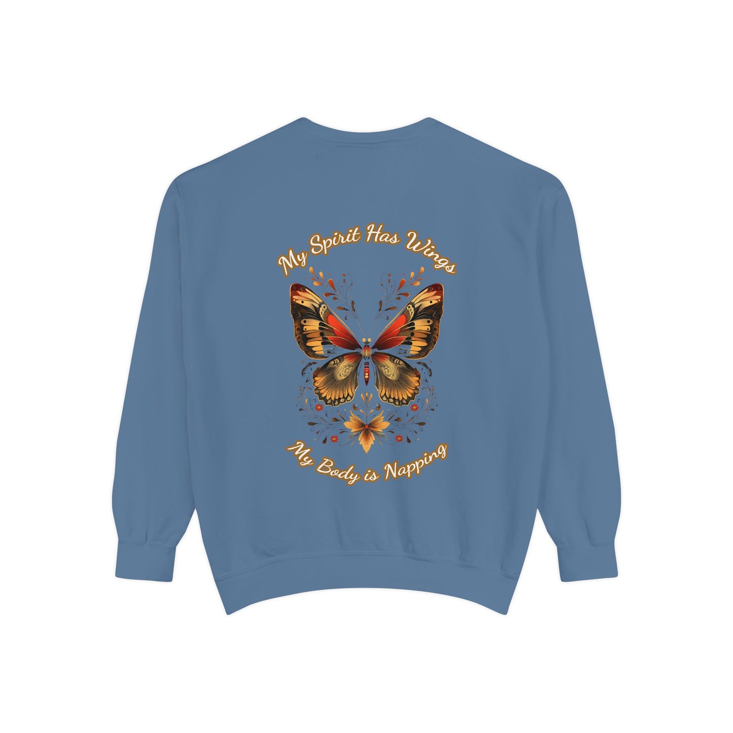 Butterfly Design Unisex Garment-Dyed Sweatshirt - Butterfly Sweatshirt