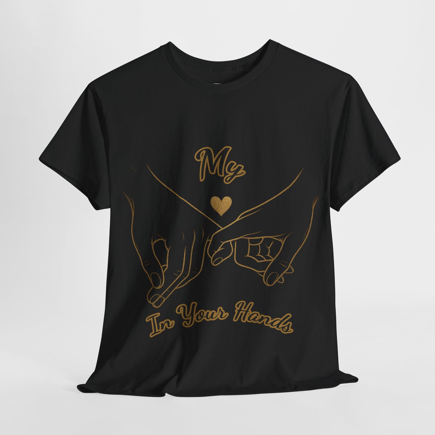 Cute Couples Unisex Heavy Cotton Tee - 'My Heart in Your Hands' design T-shirt