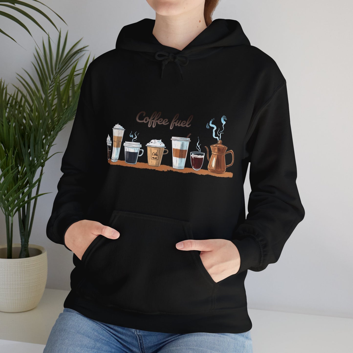 Unisex Heavy Blend™ Hooded Sweatshirt - Coffee Lovers Unisex Hoodie - Cozy Coffee Cups Design Hoodie for Men and Women