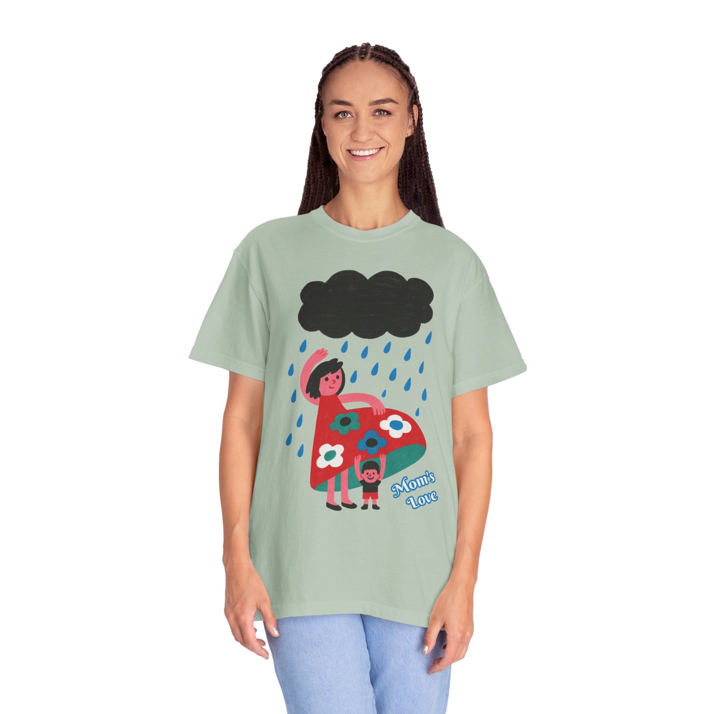 Colorful Rainy Day Unisex T-Shirt - Whimsical Design Featuring Flowers & Clouds - Mother's day Gift - Birthday Gift
