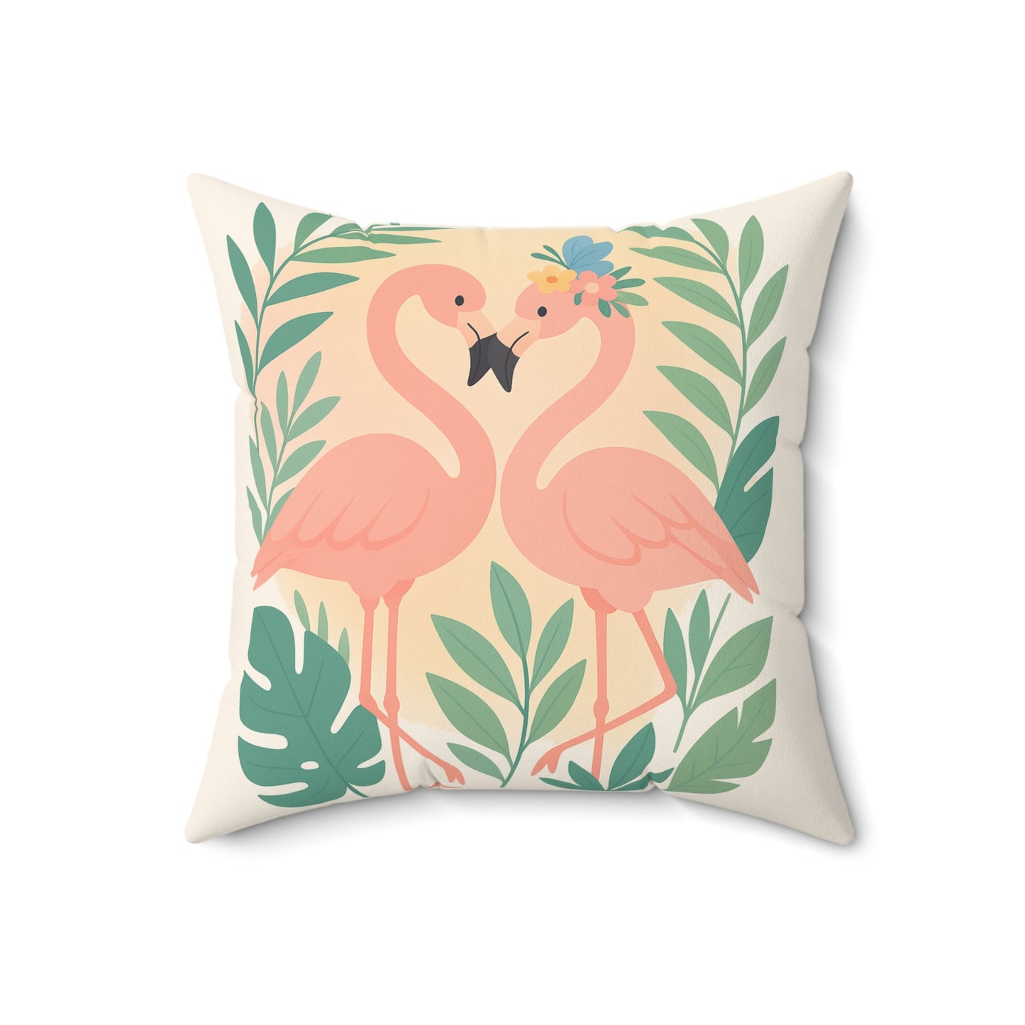 Romantic Flamingo Pillow, Tropical Decor, Love Nest Cushion, Beach House Gift, Summer Home Accent