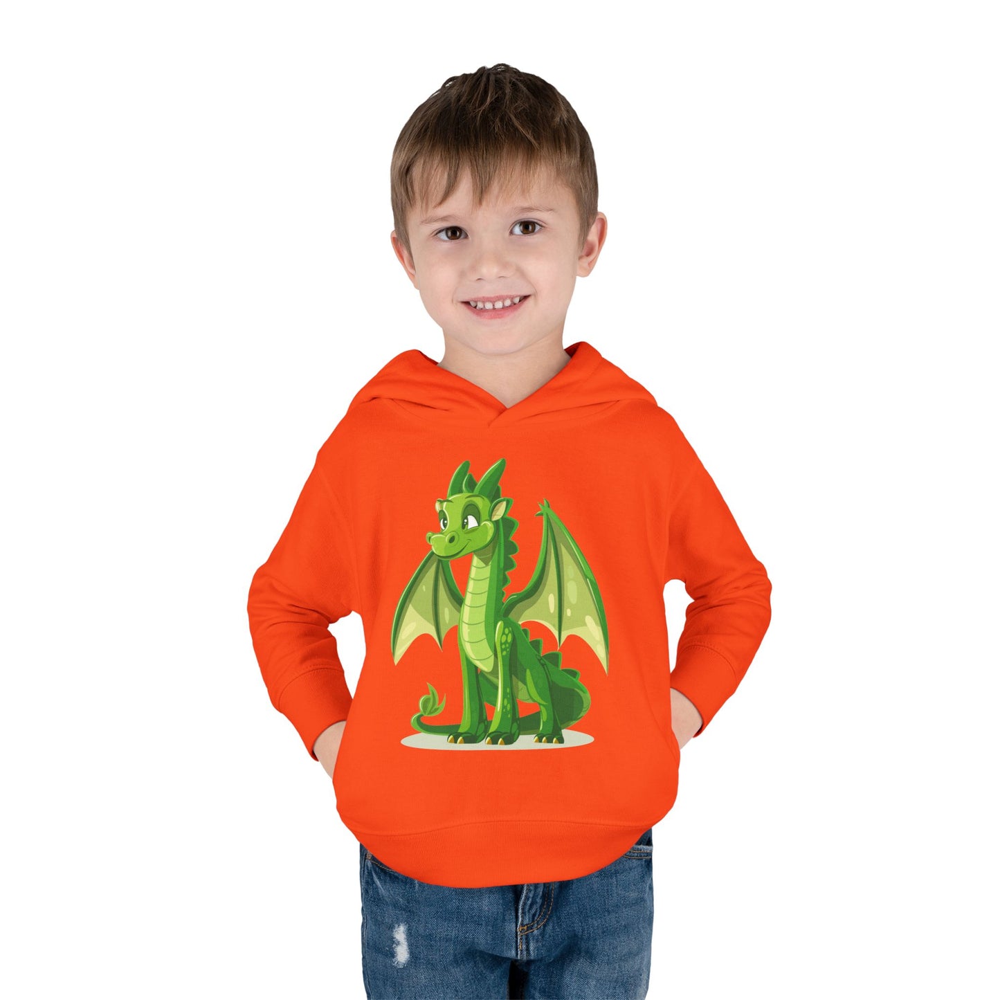 Toddler Pullover Fleece Hoodie - Cute Cartoon Dragon Design Hoodie