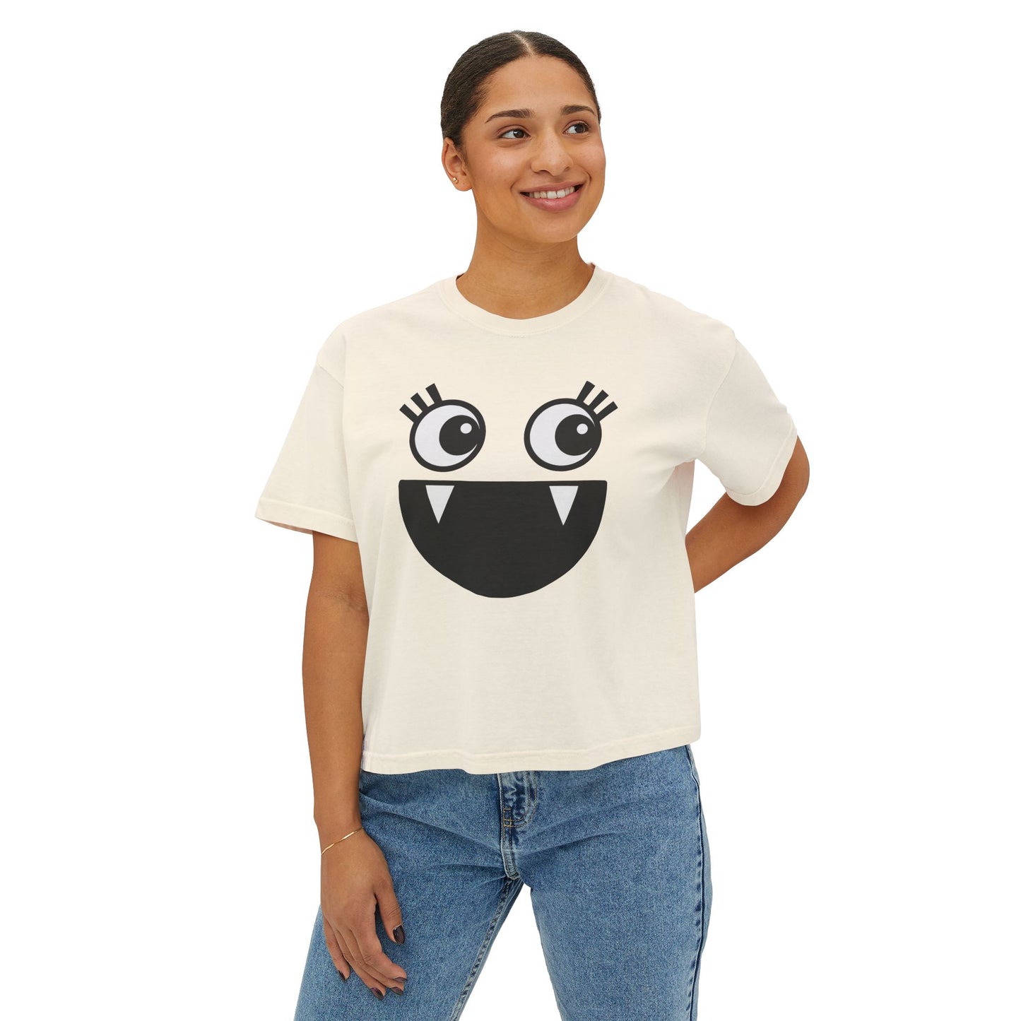 Cute Monster Women's Boxy Tee - Playful Graphic T-Shirt for Fun Style