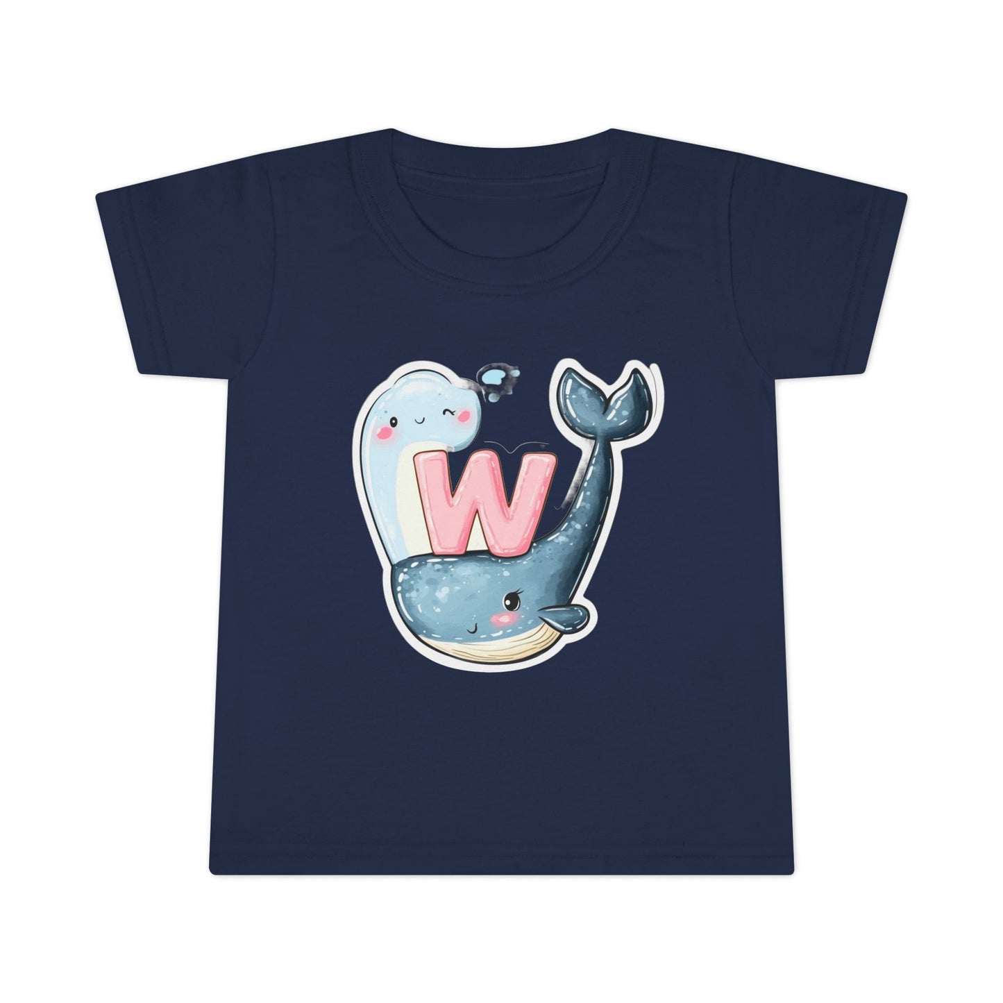 Cute Whale & Ghost Letter W Toddler T-Shirt – Fun Kids Apparel for Learning & Play