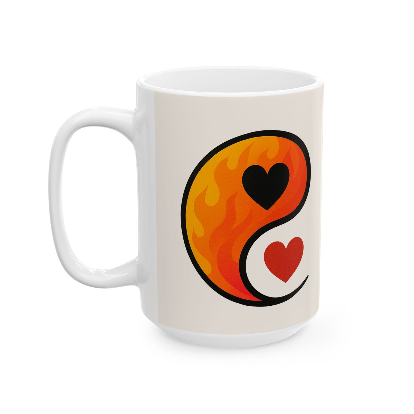 Heartwarming Ceramic Mug - Yin Yang Design for Coffee Lovers