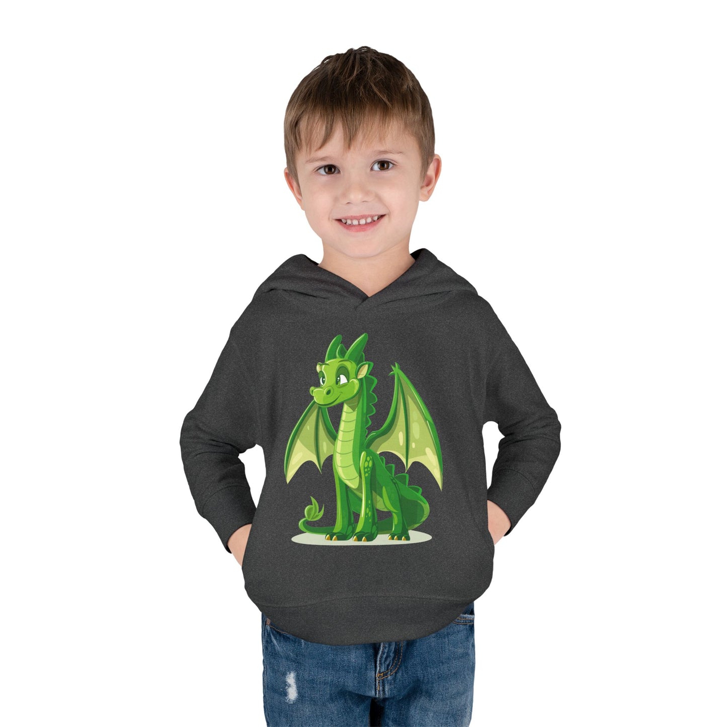 Toddler Pullover Fleece Hoodie - Cute Cartoon Dragon Design Hoodie