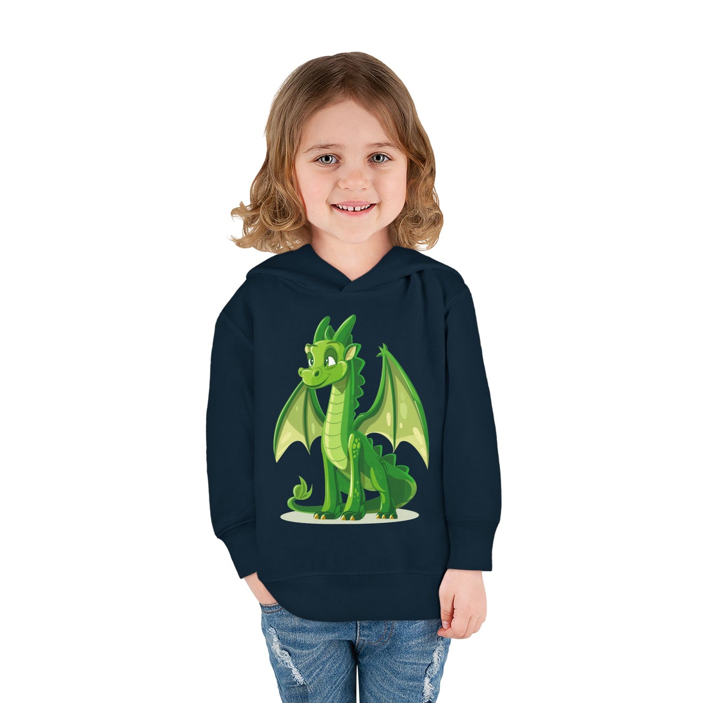 Toddler Pullover Fleece Hoodie - Cute Cartoon Dragon Design Hoodie