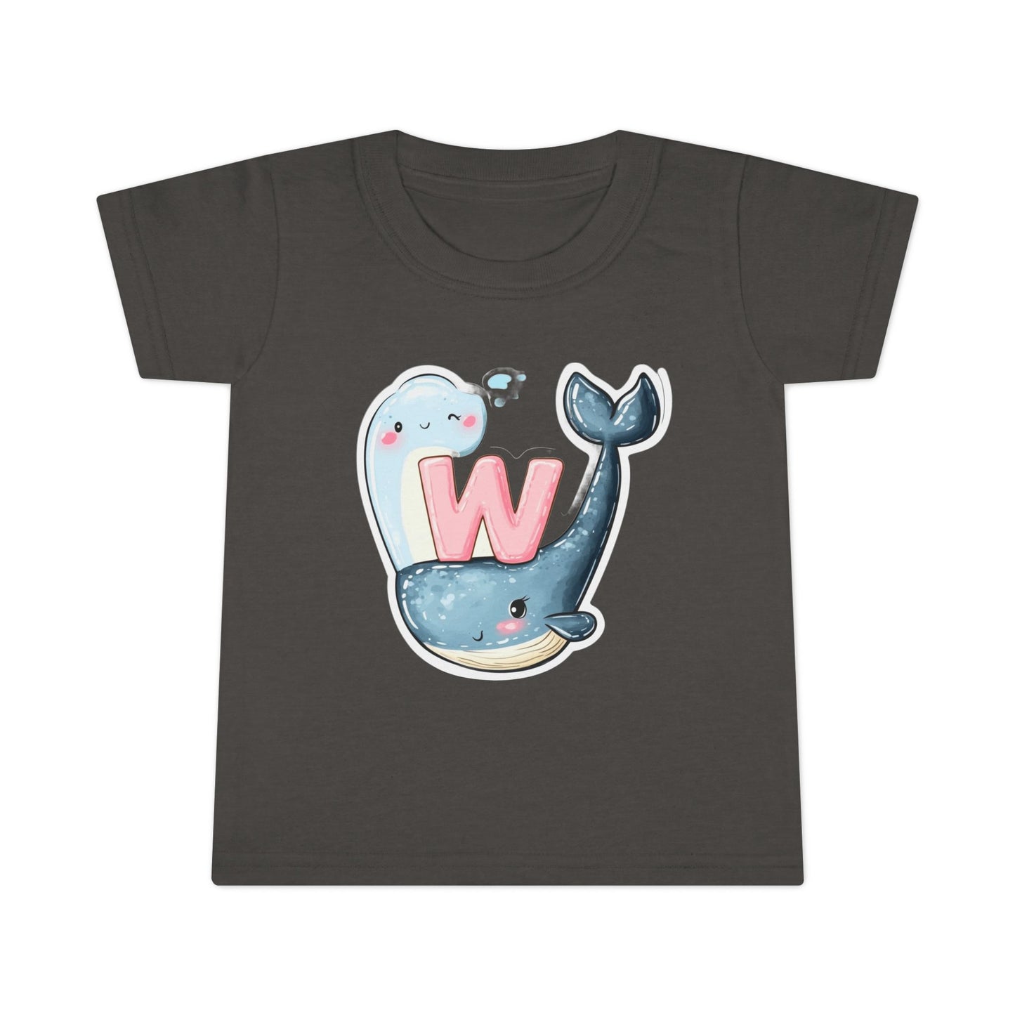 Cute Whale & Ghost Letter W Toddler T-Shirt – Fun Kids Apparel for Learning & Play
