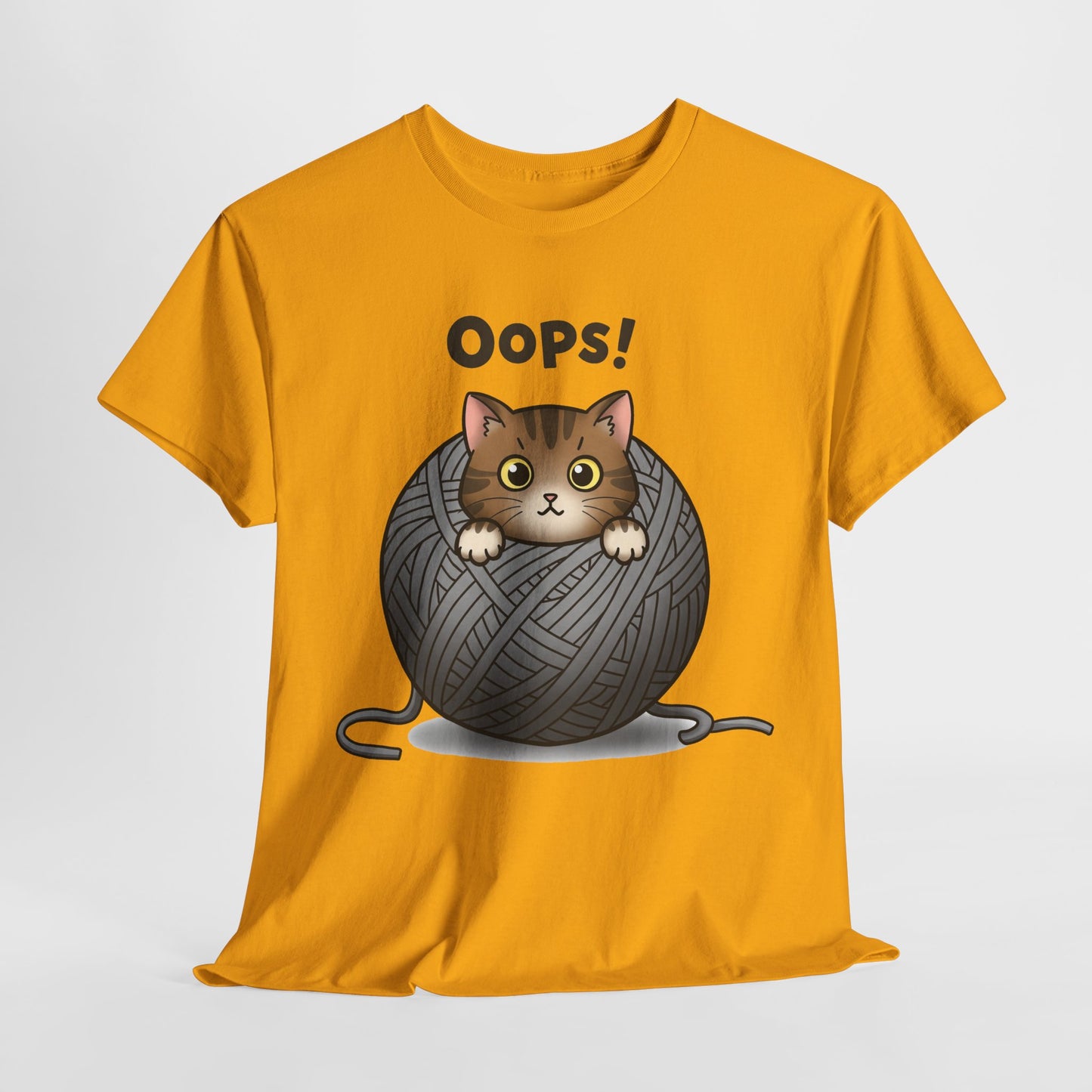 Cotton Tee with Cute Cat Design - 'Oops!' Humor for Cat Lovers