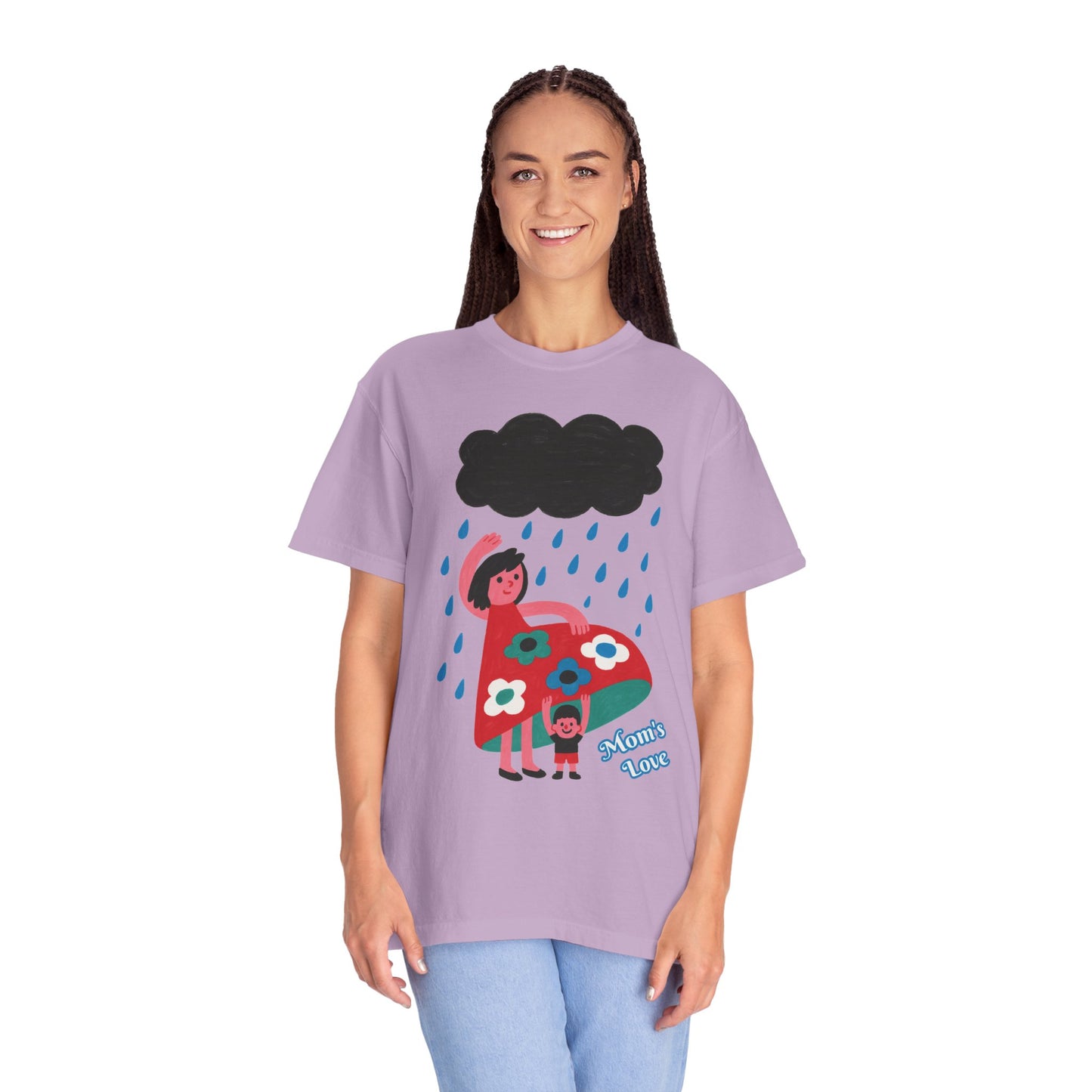 Colorful Rainy Day Unisex T-Shirt - Whimsical Design Featuring Flowers & Clouds - Mother's day Gift - Birthday Gift