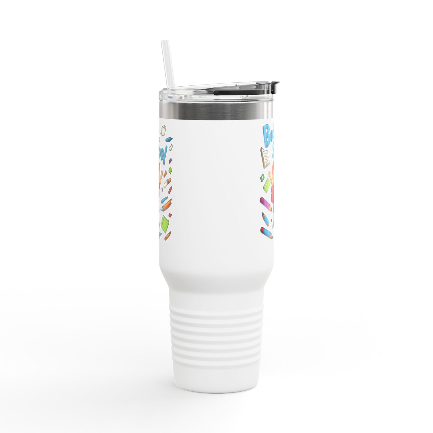 Back to School Insulated Travel Mug, 40oz - Colorful Design for Kids