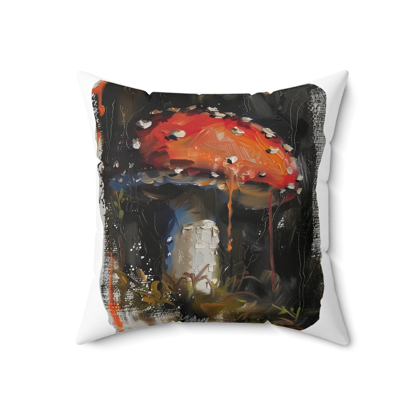 Mushroom Oil colored Square Cushion (White Background)