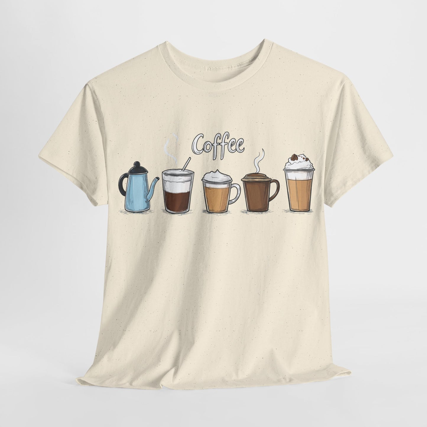 Coffee Cup Pattern Unisex Heavy Cotton Tee - Brewed Patterns Unisex Heavy Cotton Tee