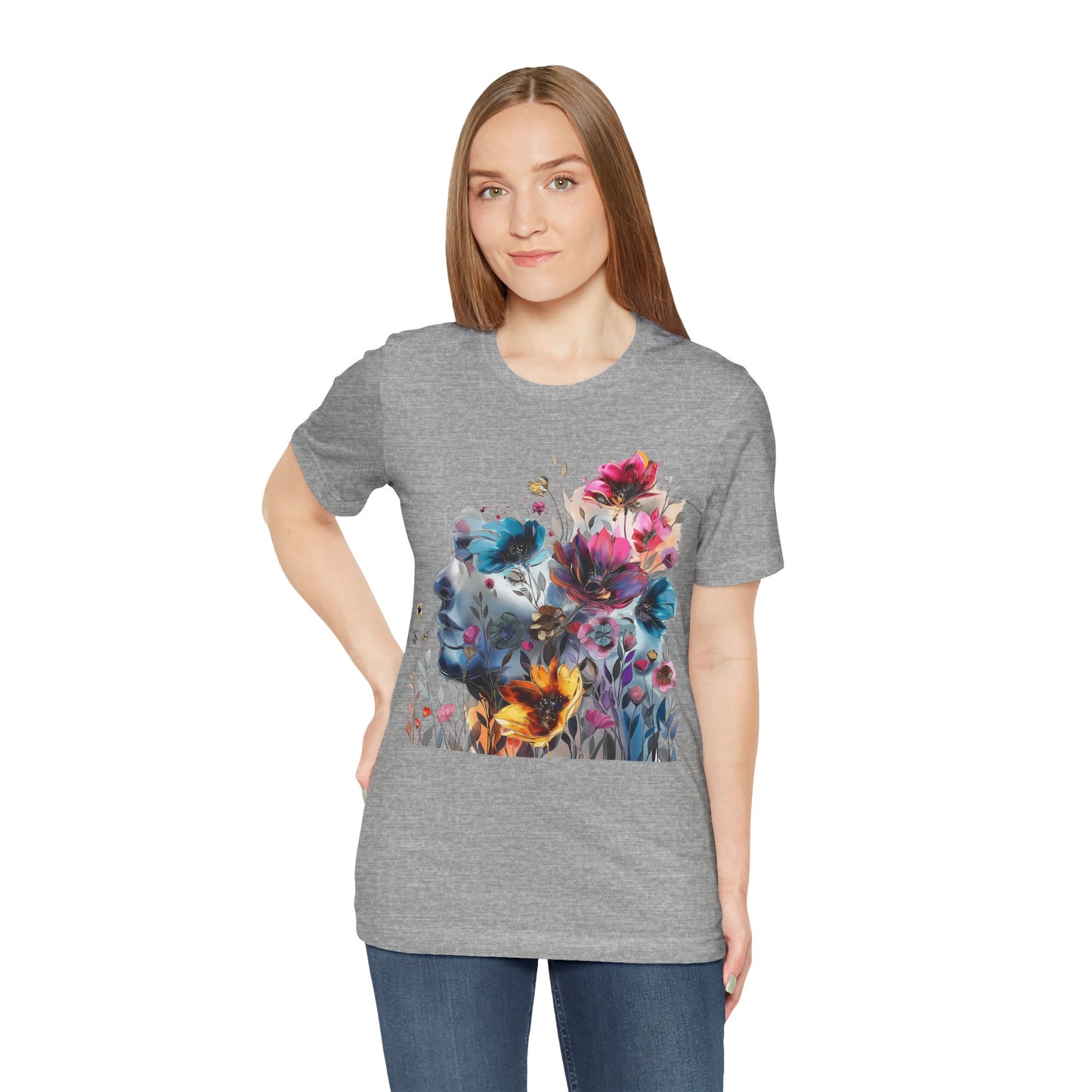Floral Watercolor T-shirt for Women - Vibrant Artistic Tee - Lightweight Fabric Tee