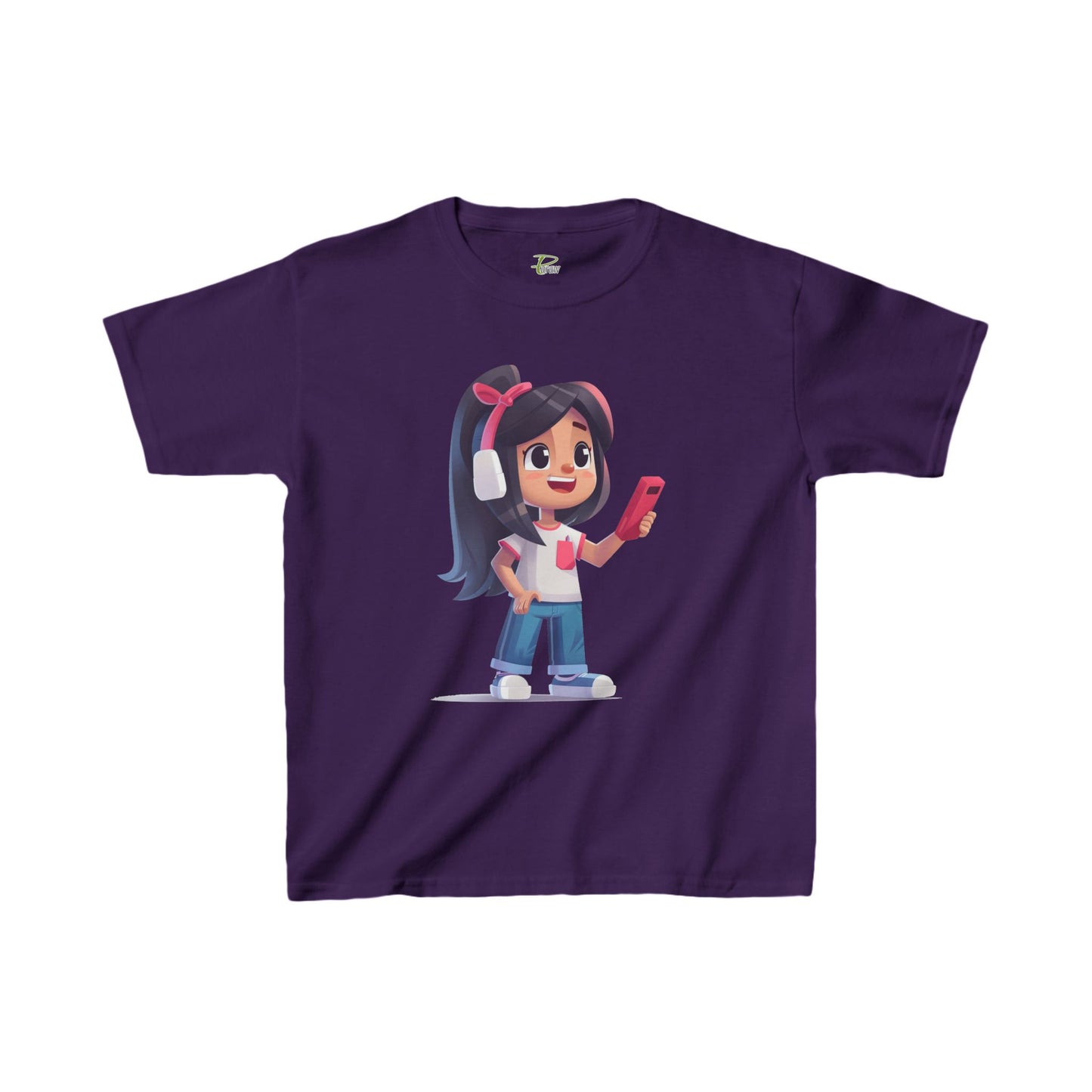 Youth Heavy Cotton™ Tee - Youth Heavy Cotton™ Tee with Design of Smiling Girl Holding a Red Phone