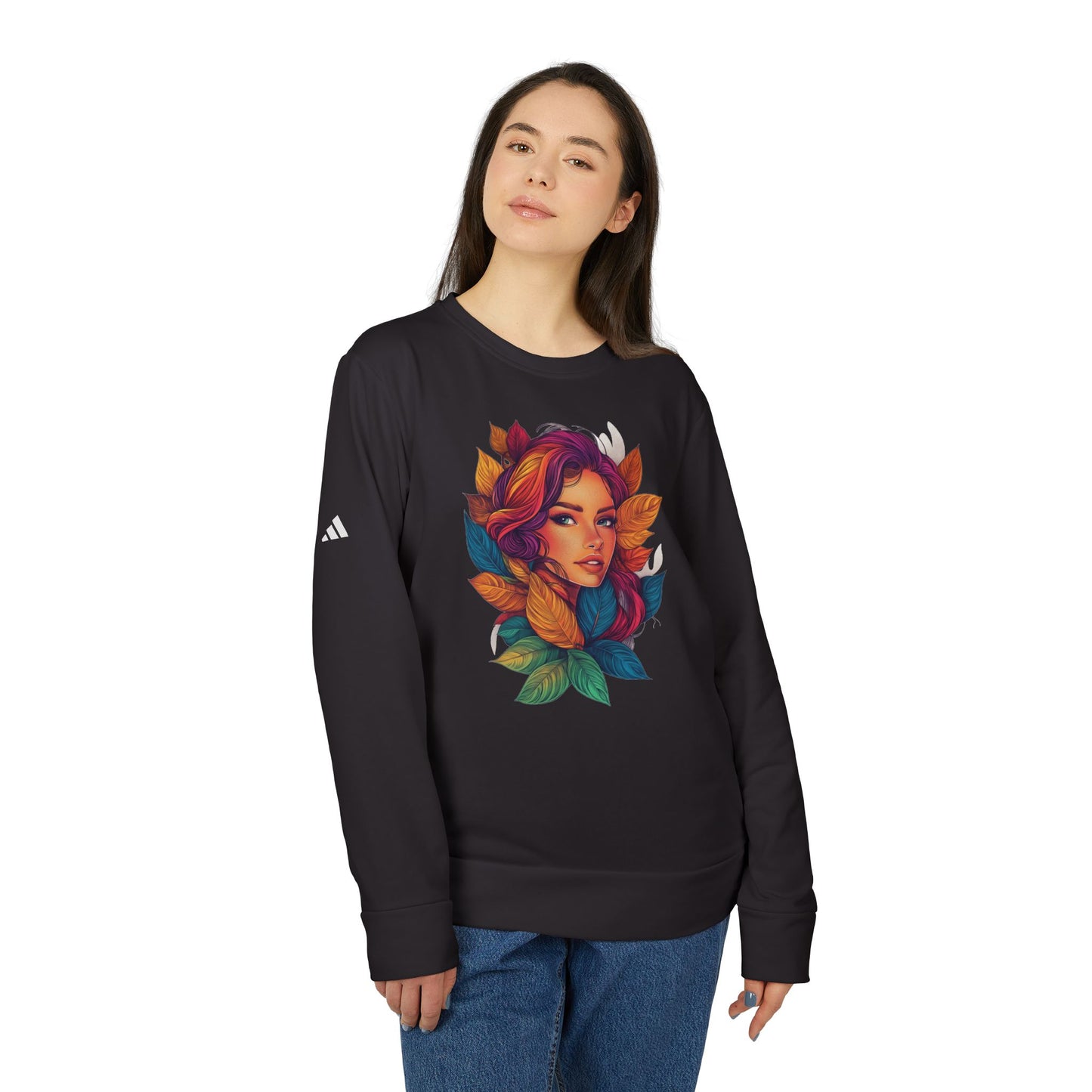 Adidas Women's Fleece Crewneck Sweatshirt - Fantasy Woman Face Fleece Sweatshirt