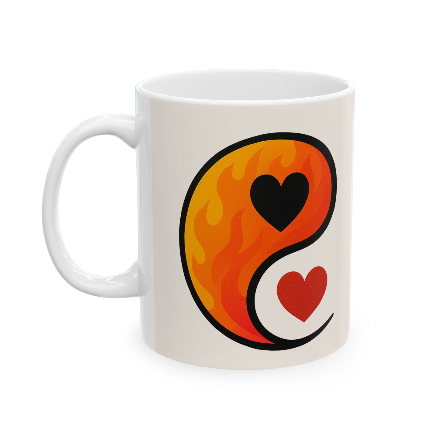 Heartwarming Ceramic Mug - Yin Yang Design for Coffee Lovers
